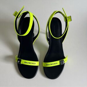 Balenciaga Afterhour 90 Logo Sandals Neon Yellow EU 36 NWT